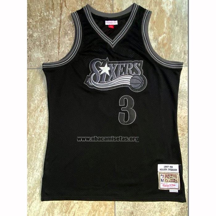 Camiseta Philadelphia 76ers Allen Iverson NO 3 Hardwood Classics 1997-98 Negro